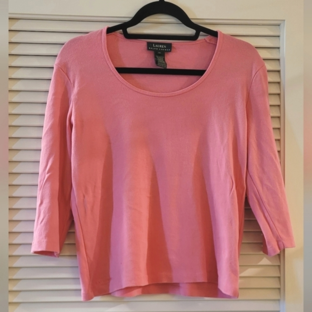 Lauren Ralph Lauren- Pink Scoop-Neck 100% Cotton Top